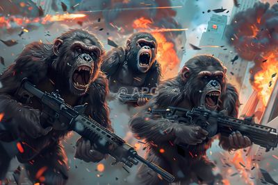 Affen im Krieg: Digitale Darstellung einer urbanen Schlacht